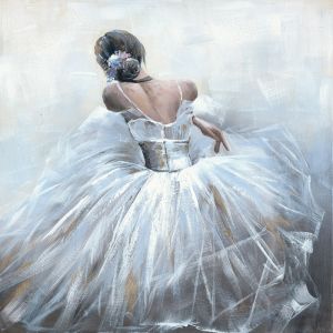 Картината на платно Балерина с бяла рокля - размери 100x100 см
