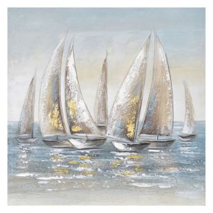 Картината на платно Лодки с платна в Егейско море - размери 80x80 см