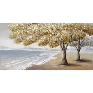 Картината на платно Плаж със златисти дървета - размери 120x60 см