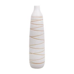 Керамична ваза с лента, бял цвят 13.5x55см