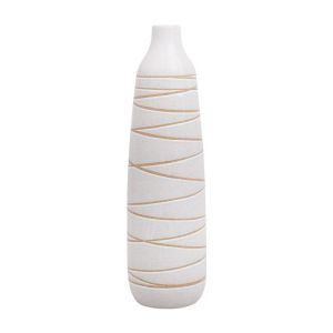 Керамична ваза с лента, бял цвят 13x45см