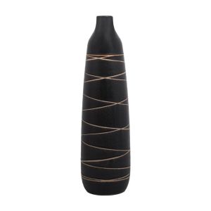 Керамична ваза с лента, черен цвят 13x45см