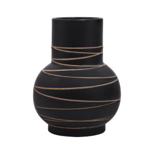 Керамична ваза с лента, черен цвят 19x25см