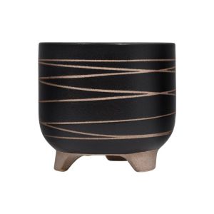 Керамична ваза с лента, черен цвят 20x19см