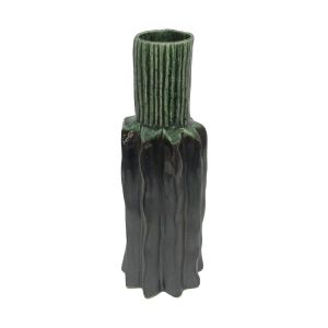 Керамична ваза сиво-зелено цвят 13x38см