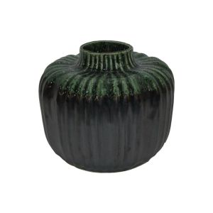 Керамична ваза сиво-зелено цвят 17x14см