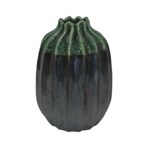 Керамична ваза сиво-зелено цвят 18x38см