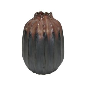 Керамична ваза сиво-кафяв цвят 18x38см