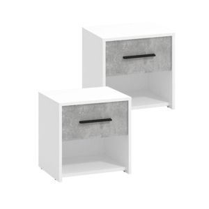 Комплект/2 нощни шкафчета Varadero 2No1F в бяло-бетон - 42x33x42 см
