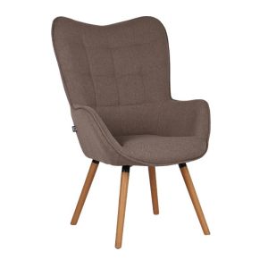 Кресло Erato в кафяв текстил с дървени крака в естествен цвят, размери 68x73x108 см