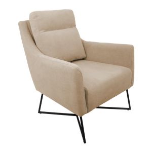 Кресло Giuliana бежов текстил с метални крака, размери 70x90x100 см