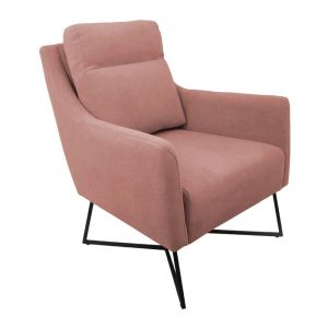 Кресло Giuliana розов текстил с метални крака, размери 70x90x100 см