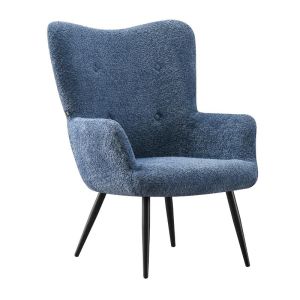 Кресло с метални крака и синя дамаска 80x75x97 см