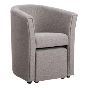 Кресло с табуретка кафяв текстил размери 72x60x84 см
