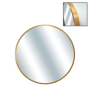 Кръгло стенно огледало с златна алуминиева рамка - диаметър φ60x4 см
