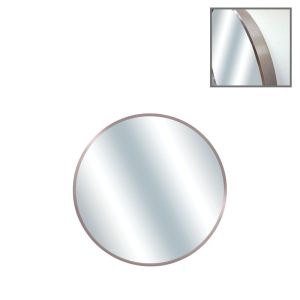 Кръгло стенно огледало с розова/сребърна алуминиева рамка - диаметър φ40x4 см
