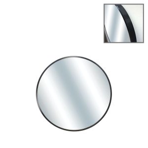 Кръгло стенно огледало с черна алуминиева рамка - диаметър φ40x4 см