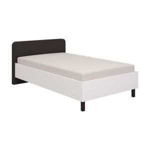 Легло Barletta Bed 120 бяло със сив текстил и черни крака 131х213.5х85.5см (120х200)