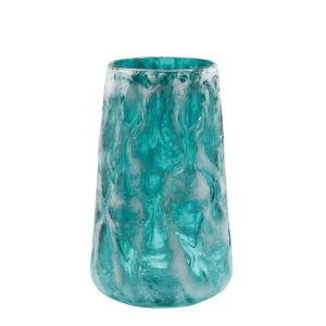 Малка стъклена ваза в цвят тюркоаз, диаметър φ20x32 см