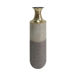 Метална ваза за под сиво-бежово-злато 18.5x18.5x78 см