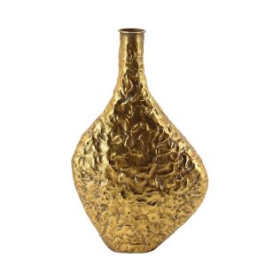 Метална ваза-бутилка златна гофрирана 30.5x11x49.5см