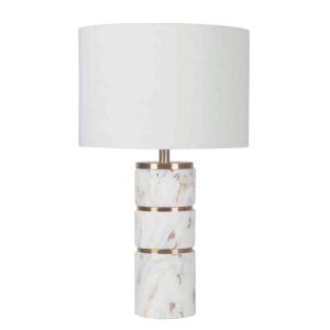 Нощна лампа бяло/златно мраморна основа - 30.5x50.5см