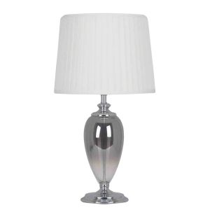 Нощна лампа бяло/сребърно стъклен овал - 33x60.5см