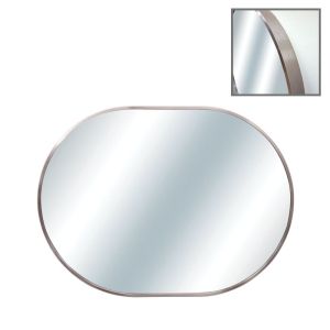 Овално стенно огледало с розово/сребърна алуминиева рамка - 50x70x4 см
