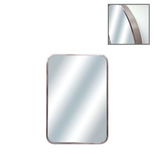 Правоъгълно стенно огледало с розово/сребърна алуминиева рамка - 30x40x4 см