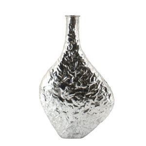 Сребърна метална асиметрична ваза 30.5x11x49.5 см