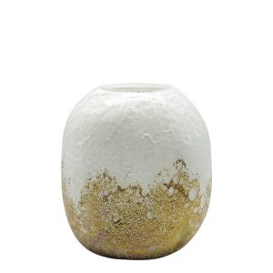 Стъклена ваза бяло/златно малка - 20x14.5x21 см