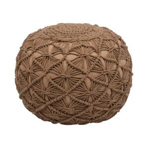 Табуретка-пуф от плетиво Crochet в бежов цвят 45x45x35 см