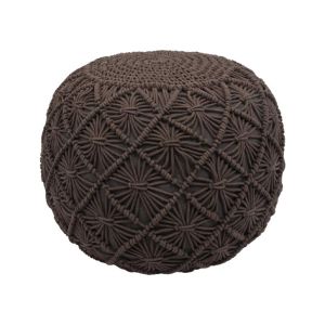 Табуретка-пуф от плетиво Crochet в тъмно бежов цвят 45x45x35 см