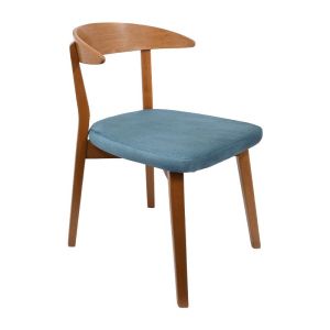 Трапезен стол Lux светлосин текстил със златисти крака 49x54x78 см