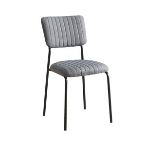 Трапезен стол сив текстил и метална рамка, 53x43x84 см