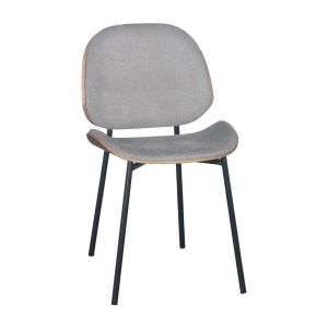 Трапезен стол сив текстил с черни метални крака, 46x54.5x81.5см
