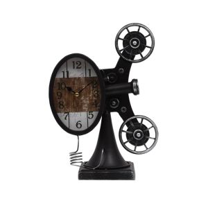 Часовник за маса винтидж филмова машина - металик черен цвят 21.5x11x30см
