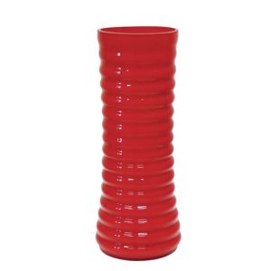 Червена стъклена ваза, височина 35 см