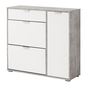 Шкаф за обувки Arco 2 в сив бетонно-бял цвят, размери 102x33x94.5 см