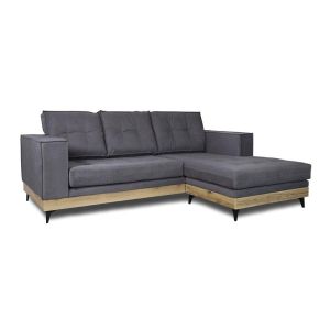 Ъглов диван ESTEBAN с текстилна сива дамаска 250x184x100cm
