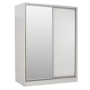 Гардероб със слайд врати и огледало бял цвят HM2434.03 160x60x210 cm.