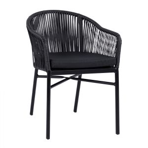 Градински алуминиев стол HM5698.02 черен 57x58x77cm