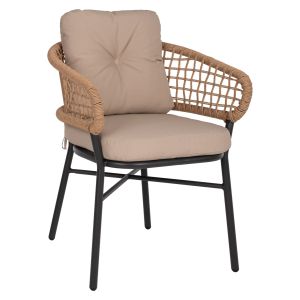Градински алуминиев стол PROFESSIONAL тъмно сив ратан с възглавничка HM5863.01 60x56x84 cm.