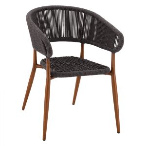 Градински алуминиев стол със сиво въже HM5783.01 56x60x78 cm.