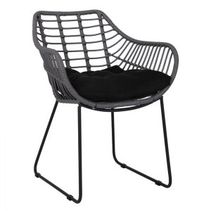 Градински метален стол HM5300.10 сив мат ракита 61x64x82cm