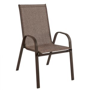 Градински метален стол Leon сив с кафява текстилна седалка HM5000.02 55x72x91cm