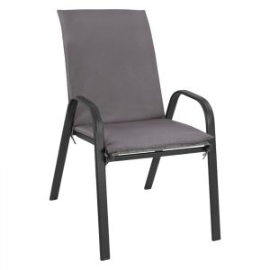 Градински метален стол Leon сив със сива тапицерия HM10573.01 54x70x93 cm.