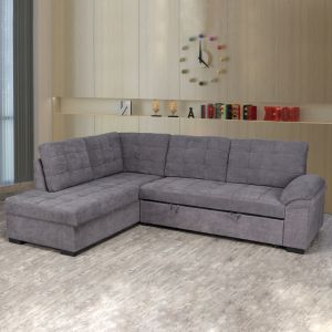 Разтегателен ъглов диван Jade дамаска в тъмно сив цвят HM3144.02L 252x159x84h cm