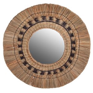 Стенно огледало HM7834 KNITTED MENDONG GRASS FRAME IN BLACK/NATURAL COLOR Φ70cm.