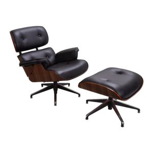 Relax armchair Rembus wood walnut-PU black 83x93x83cm